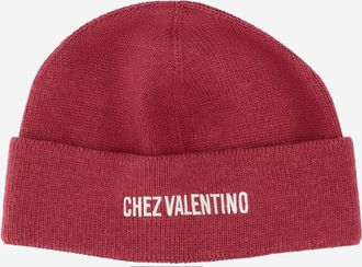 Valentino Garavani Red Beanie With Logo