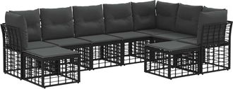 vidaXL Conjunto De Sof&aacute;s De Exterior Negro Y Gris Oscuro Poli&eacute;ster Vidaxl