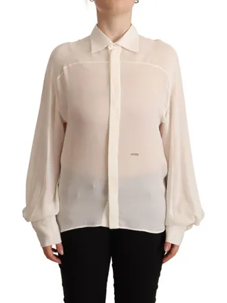 Dsquared2 Dsquared&sup2; Silk Long Sleeves Collared Blouse Womens Top