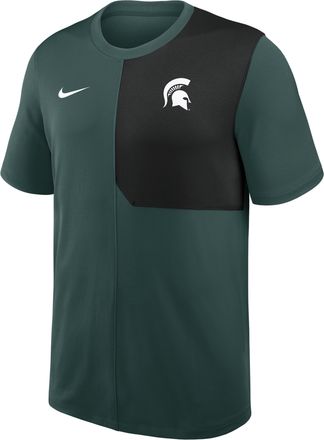 Nike Michigan State Sideline Coach Nike Mens Dri-FIT College Top in Green | 03B20DF2MST-2QD