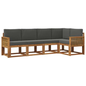 vidaXL Conjunto De Sof&aacute;s De Exterior 5 Pcs Natural Y Antracita Vidaxl