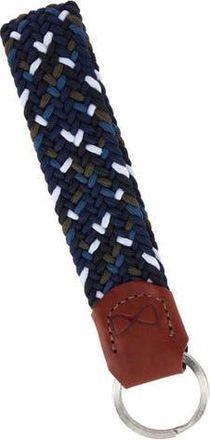 Trafalgar Store Augusta 25mm Leather & Braided Webbing Keychain in Navy Blue, Black, And White at Nordstrom