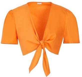 8 by YOOX SHORT SLEEVE CROP TOP WITH FRONT KNOT