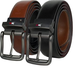 Tommy Hilfiger Mens Stretch Leather Reversible Belt, Xlarge, Tan to Black