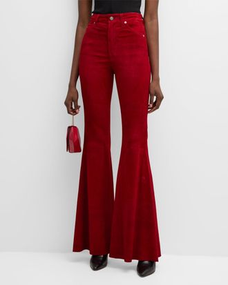 Co&ucirc;t de la Libert&eacute; Super High-Rise Bell Flared Suede Pants