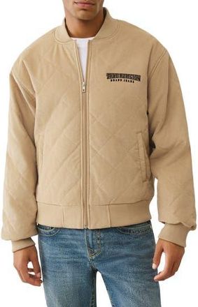 True Religion Quilted Corduroy Bomber Jacket in Travertine at Nordstrom Rack, Size X-Large