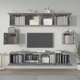 Berkfield Home Classic 6 Piece TV Cabinet Set Concrete Grey Engineered Wood