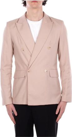 John Richmond Double-breasted jasje - Heren - Business blazers - Beige - XL - Leer - Kostuums