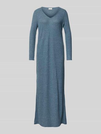 Ichi Strickkleid mit V-Ausschnitt Modell YOSE in Rauchblau, Gr&ouml;&szlig;e L