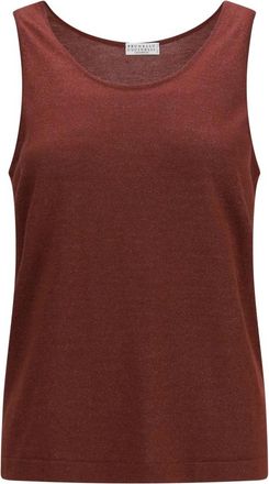 Brunello Cucinelli Top in Maglia Luminosa - - Tops - Donna - Rosso - L