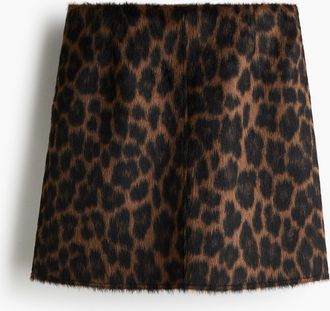 H&M Flauschiger Jupe - Beige