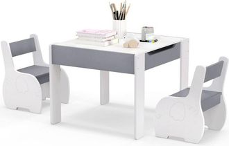 Costway Kids Table and Chair Set Children Activity Desk Reversible Blackborad 2 Chairs