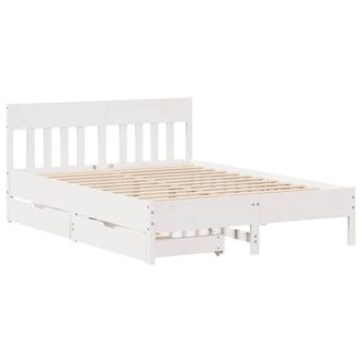 Berkfield Home Full Bed Frame Frame White 120x190 cm Small Double Solid Wood Pine