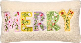 Peking Handicraft Merry Applique Embroidered Pillow