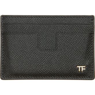 Tom Ford T-Line Soft Grain Leather Card Holder in Naa Black at Nordstrom