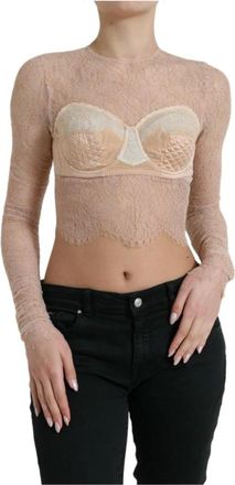 Dolce & Gabbana Long Sleeve Tops - Dames - Longsleeves - Beige - S - Nylon - Tops