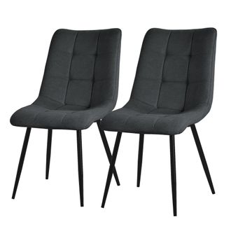 ML Design Ml-design - Juego De 2 Sillas De Comedor Color Antracita Asiento Acolchado Para Cocina O Sal&oacute;n Con Funda De Tela Y Patas De Acero Negro Sill&oacute;n Tapizad