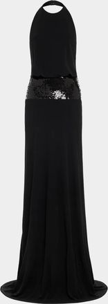 Ramy Brook Theresa Sequined Halter Gown