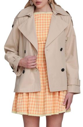 Avec Les Filles Double Breasted Short Trench Coat in Stone at Nordstrom, Size Xx-Small