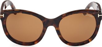 Tom Ford Tamara 54mm Round Sunglasses in Dark Havana /Brown at Nordstrom Rack