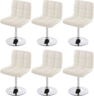Hhg Hhg - Lote De 6 Sillas De Comedor Silla Giratoria Silla Kavala Polipiel Cromo, Blanco