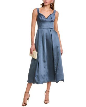 Marchesa Silk-Blend Mikado Midi Dress