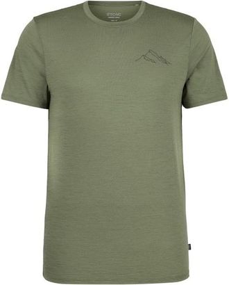 Stoic Merino155 LaholmSt. Print T-Shirt Mountain II Merinoshirt f&uuml;r Herren | oliv