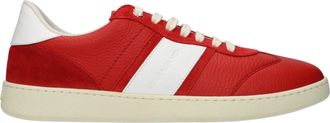 Ferragamo Sneakers Achille Herrens Leder Rot/Flamme