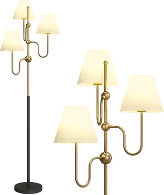 HOMCOM 3-Light Floor Lamp - 165 cm Tall Standing Lamp with Foot Switch | TJ Hughes