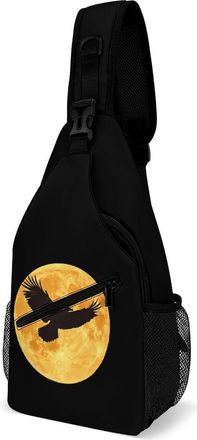 Generic Moon And Ea-gles Mens Crossbody Chest Sling Bag for Travel Hiking Lightweight Shoulder Bags with Small Side