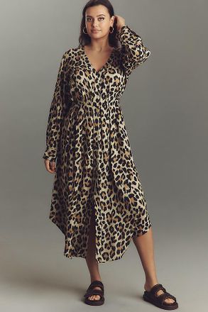 Bl^nk London Rikke Long-Sleeve Button-Front Midi Dress