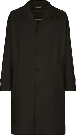 Dolce & Gabbana logo-tag single-breasted trench coat - men - Polyurethane/Nylon/Polyester - 44 - Black