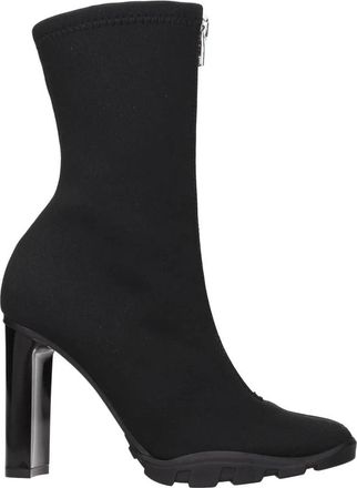 Alexander McQueen Enkellaarzen van stof - Dames - Laarzen met Hak - Zwart - 36 EU - Schoenen