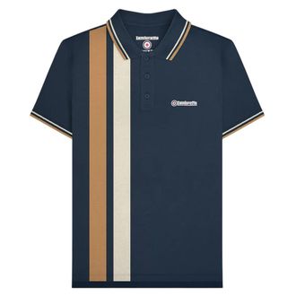 Lambretta Heren SS25 Verticaal Gestreept Poloshirt (Marine)