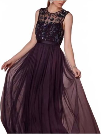 Needle & Thread Beaded Mariel Sequin Maxi Dress In Purple