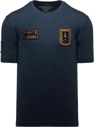 Aeronautica T-Shirt Con Patch Frecce Tricolori 261Ts 2544Uj 00592 - Heren - T-shirts - Blauw - L - Katoen - Tops