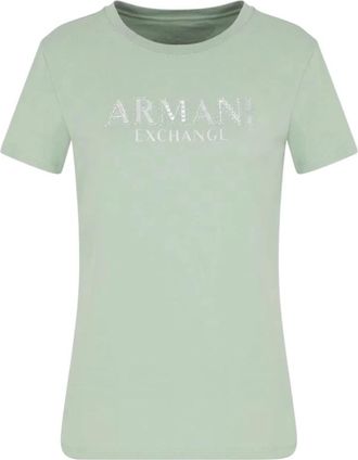A|X Armani Exchange Regular fit T-shirt met metalen logo - Dames - T-shirts - Groen - S - Katoen - Tops