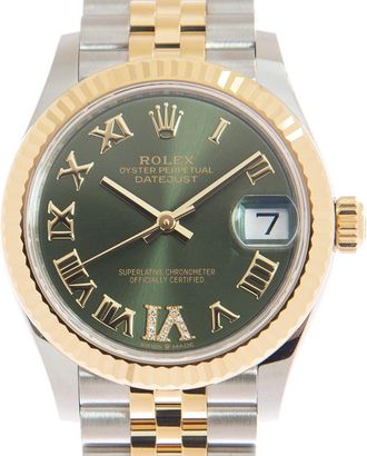 Rolex Datejust 31 Olive Green Diamond Dial Ladies Automatic Steel and 18kt Yellow Gold Jubilee Watch 278273GNRDJ
