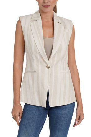 Love Token Cheryl Linen Blend Vest In Khaki