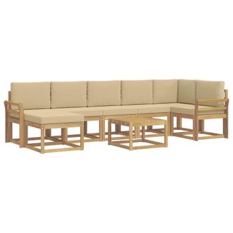 vidaXL Conjunto De Sof&aacute;s De Exterior Con Coj&iacute;n 8 Pcs Y Beige Poli&eacute;ster Vidaxl