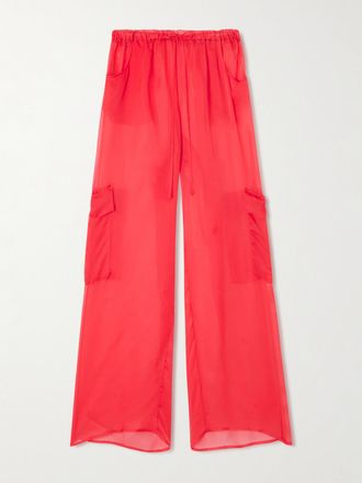 Kiki De Montparnasse Pantaloni A Gamba Dritta In Organza - Arancione