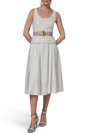 DKNY Belted A-Line Midi Dress in Cream at Nordstrom, Size 16
