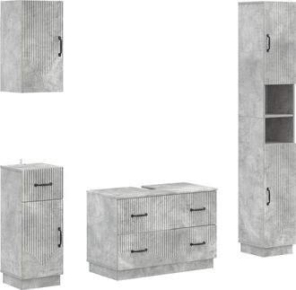 vidaXL Juego De Armarios De Ba&ntilde;o De 4 Piezas Hoorn Gris Hormig&oacute;n Vidaxl