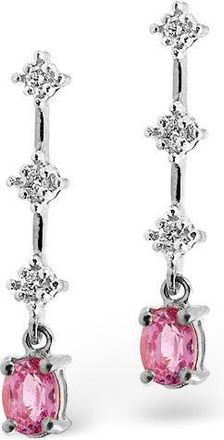 The Diamond Store Pink Sapphire 5 X 3mm and Diamond 9K White Gold Earrings