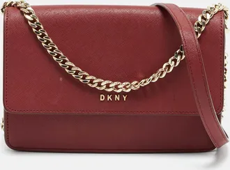 DKNY Dkny Bryant Park Dark Red Leather Flap Crossbody Bag
