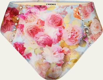 L'agence Vanessa Soft Cloud Floral High-Waist Bikini Bottoms