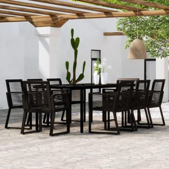 vidaXL Juego De Comedor De Jard&iacute;n 9 Piezas Negro Vidaxl