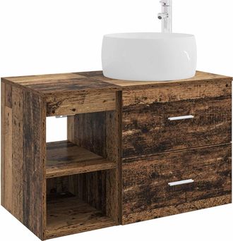 vidaXL Juego De Muebles De Ba&ntilde;o 2 Uds. Madera Envejecida Vidaxl