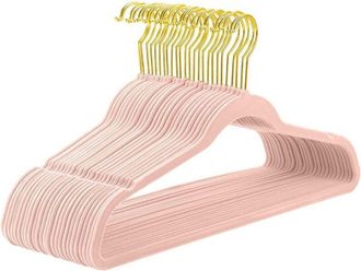 OEM Cintres - Velours Antideslizante - 44,5 X 23,5 Cm - Carga M&aacute;xima 7,5 Kg - Rosa - Pack De 10