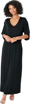 Roaman's Plus Size Stretch Knit Dolman Sleeve Maxi Dress in Black at Nordstrom, Size 40